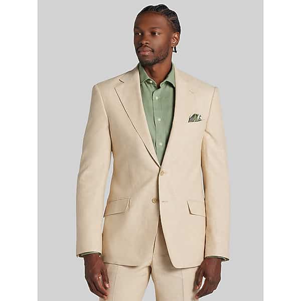 Joseph & Feiss Men's Modern Fit Linen Blend Suit Tan - Size: 42 Regular