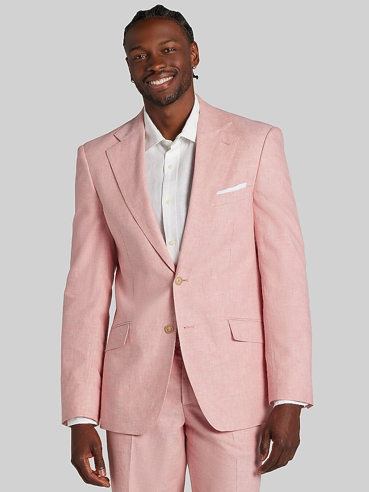 Joseph &Amp; Feiss Modern Fit Linen Blend Suit, Coral - Pink | 2