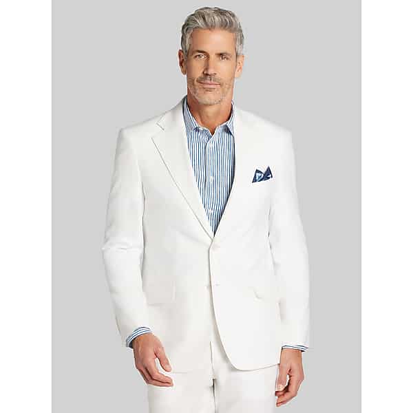 Joseph & Feiss Big & Tall Men's Modern Fit Linen Blend Suit White - Size: 52 Long