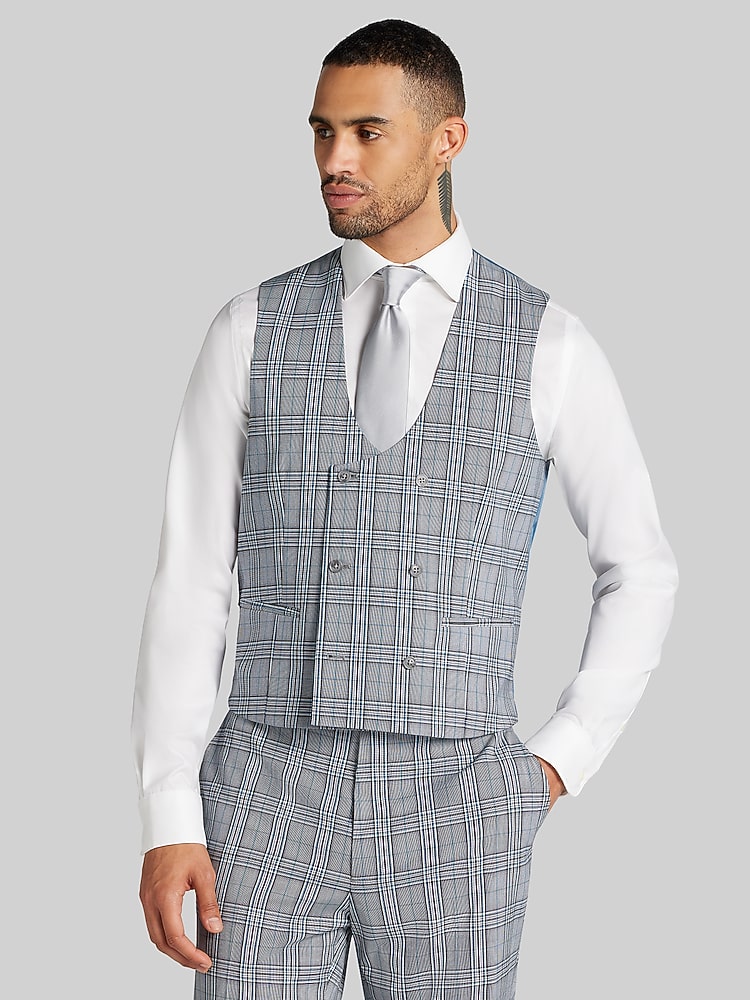 Joseph &Amp; Feiss Modern Fit Suit Vest, Black/White Plaid - Multi | Men's  Wearhouse