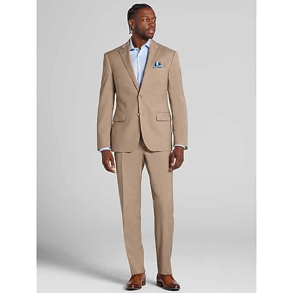 Awearness Kenneth Cole CHILLFLEX Modern Fit Premium Wool Blend Men's Suit Tan - Size: 29W x 30L,30W x 30L,30W x 32L,32W x 30L,32W x 32L,32W x 34L,33W