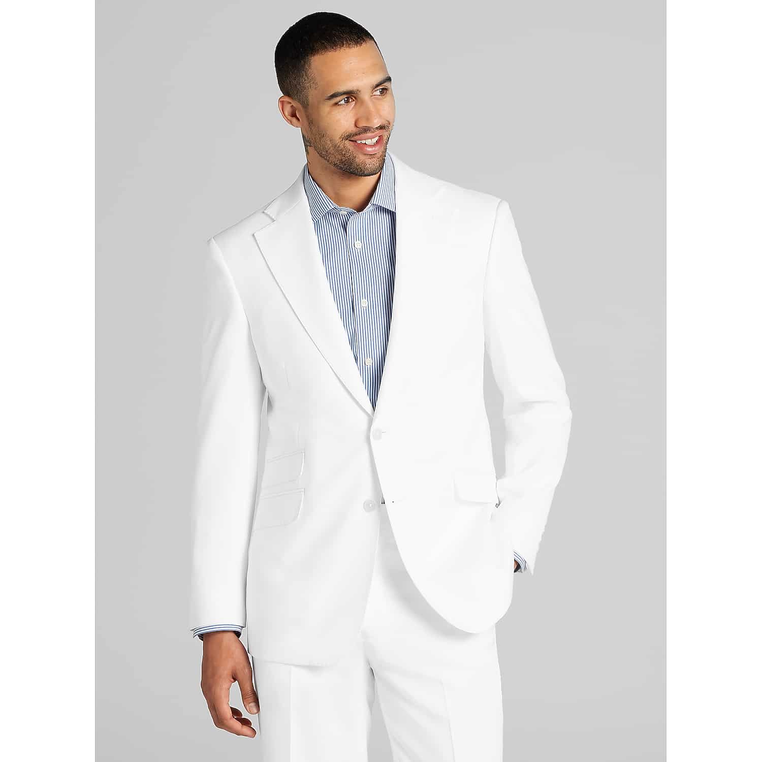 Joseph & Feiss Modern Fit Men’s Suit in White – 40 Regular Tailored Two-Piece Suit for Weddings, Parties and Business Events