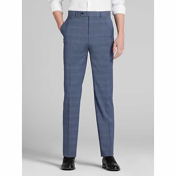 Calvin Klein Slim Fit Plaid Men's Suit Pants Blue Plaid - Size: 34W x 32L