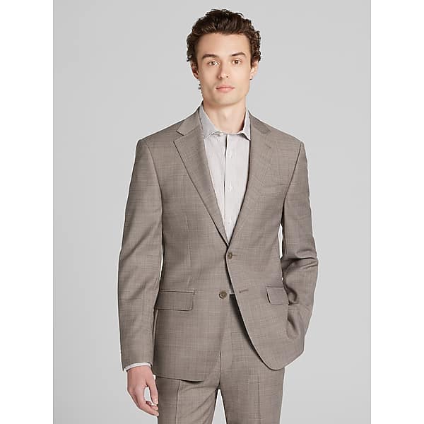 Calvin Klein Big & Tall Slim Fit Men's Suit Jacket Tan Tic - Size: 54 Long