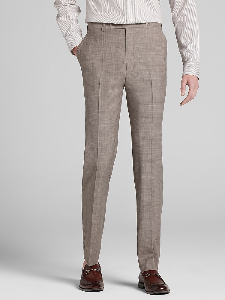Calvin Klein Slim Fit Tic Suit Pants for Men in Tan  Wool-Blend Stretch Dress Slacks, Size 29W x 34L