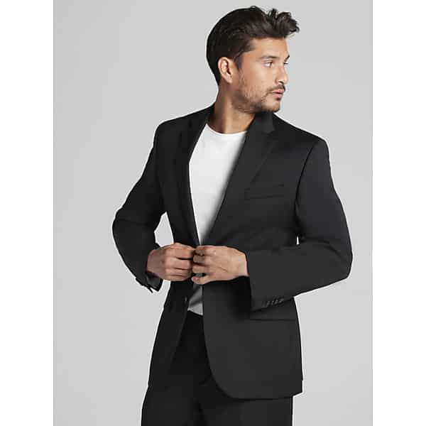 Awearness Kenneth Cole Modern Fit Wool Men's Suit Black - Size: 29W x 30L,29W x 32L,29W x 34L,30W x 30L,30W x 32L,30W x 34L,32W x 30L,32W x 32L,32W x