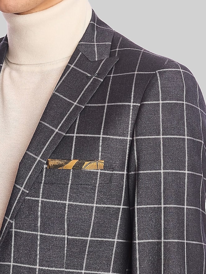 Paisley &Amp; Gray Slim Fit Windowpane Plaid Jacket