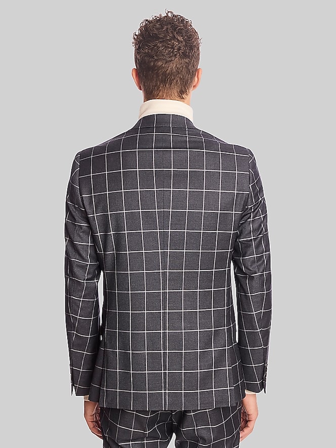 Paisley &Amp; Gray Slim Fit Windowpane Plaid Jacket