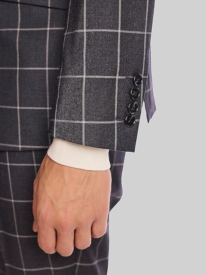 Paisley &Amp; Gray Slim Fit Windowpane Plaid Jacket