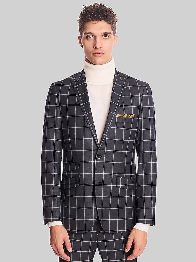 Paisley &Amp; Gray Slim Fit Windowpane Plaid Jacket