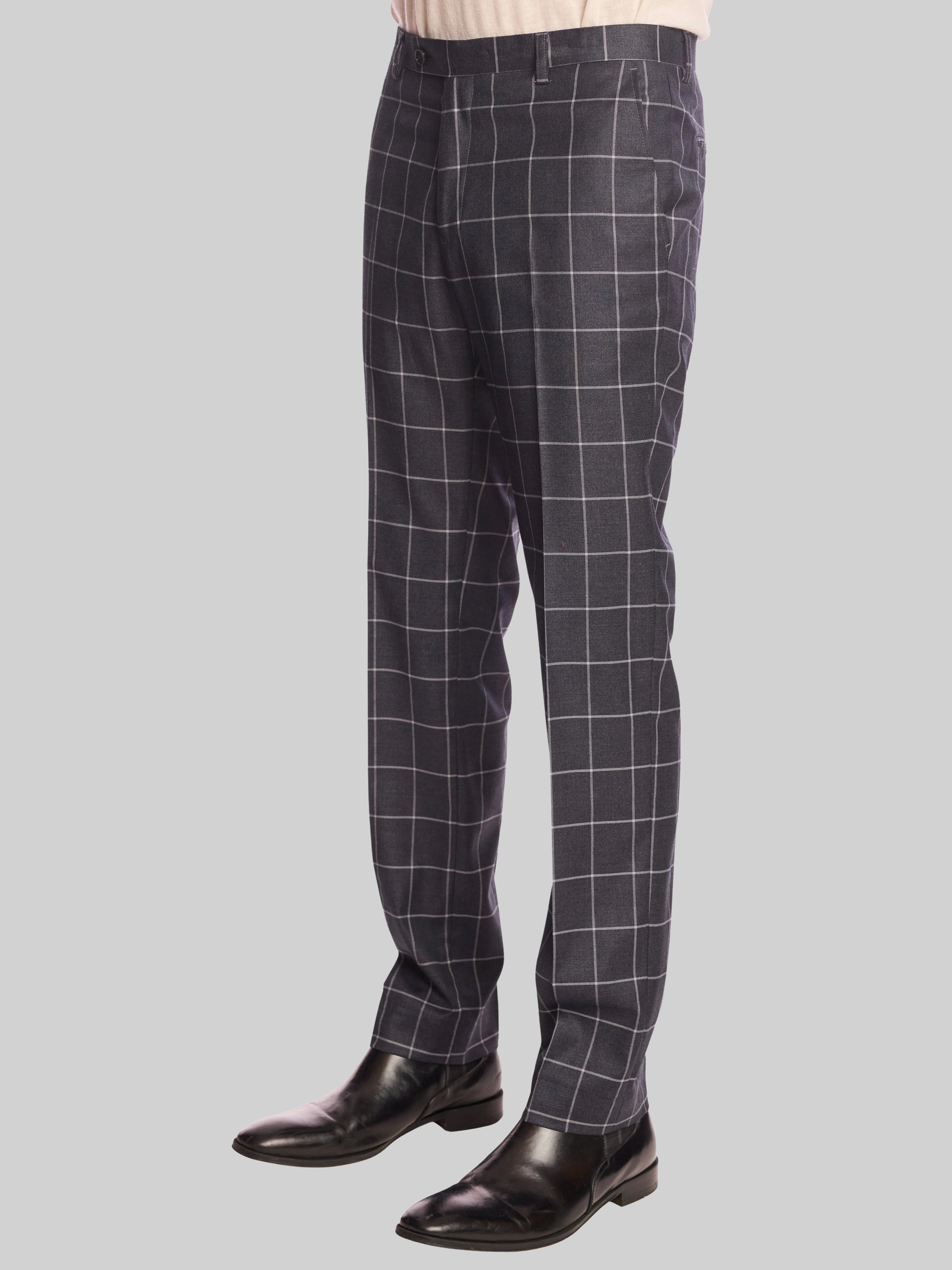 Slim Fit Windowpane Plaid Pants
