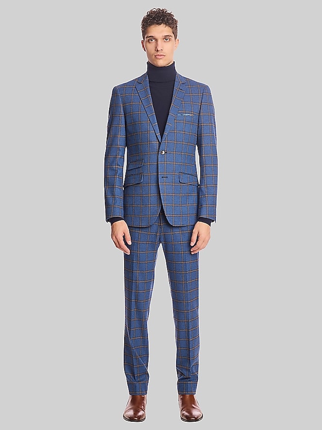 Paisley &Amp; Gray Slim Fit Windowpane Plaid Jacket