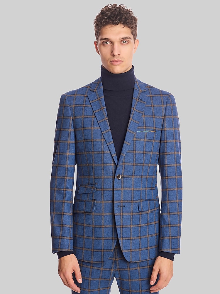 Paisley & Gray Slim Fit Windowpane Plaid Jacket, Blue Windowpane