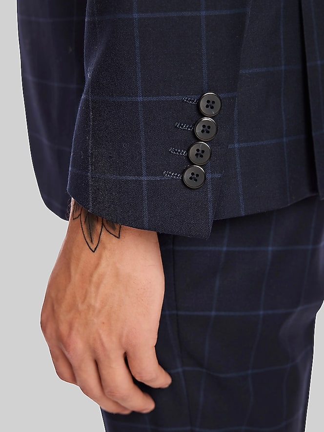 Paisley &Amp; Gray Slim Fit Windowpane Plaid Jacket