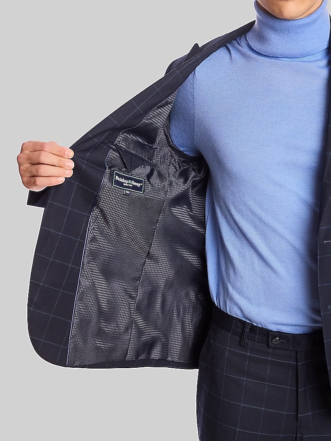 Paisley &Amp; Gray Slim Fit Windowpane Plaid Jacket