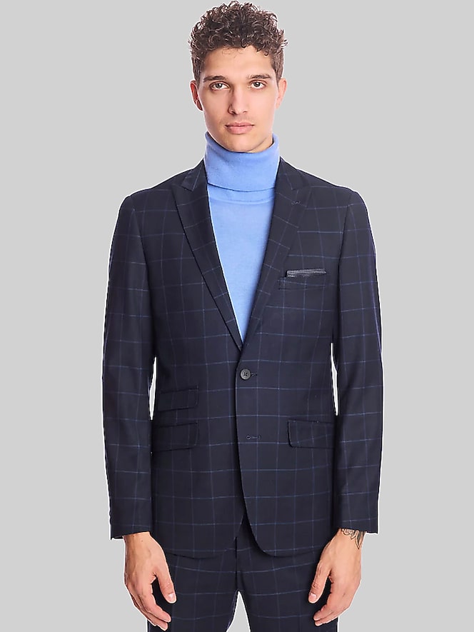 Paisley &Amp; Gray Slim Fit Windowpane Plaid Jacket