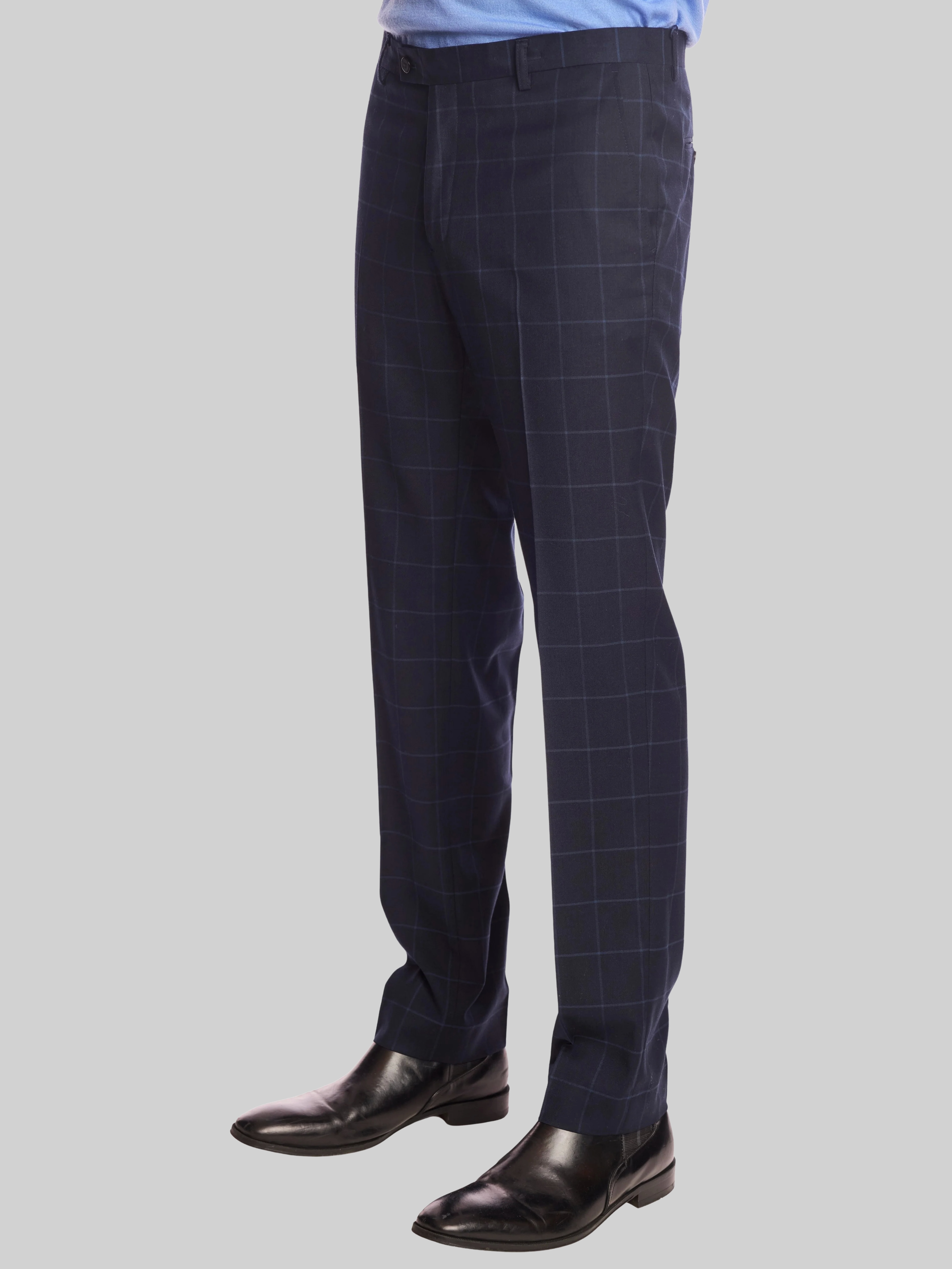 Slim Fit Windowpane Plaid Pants