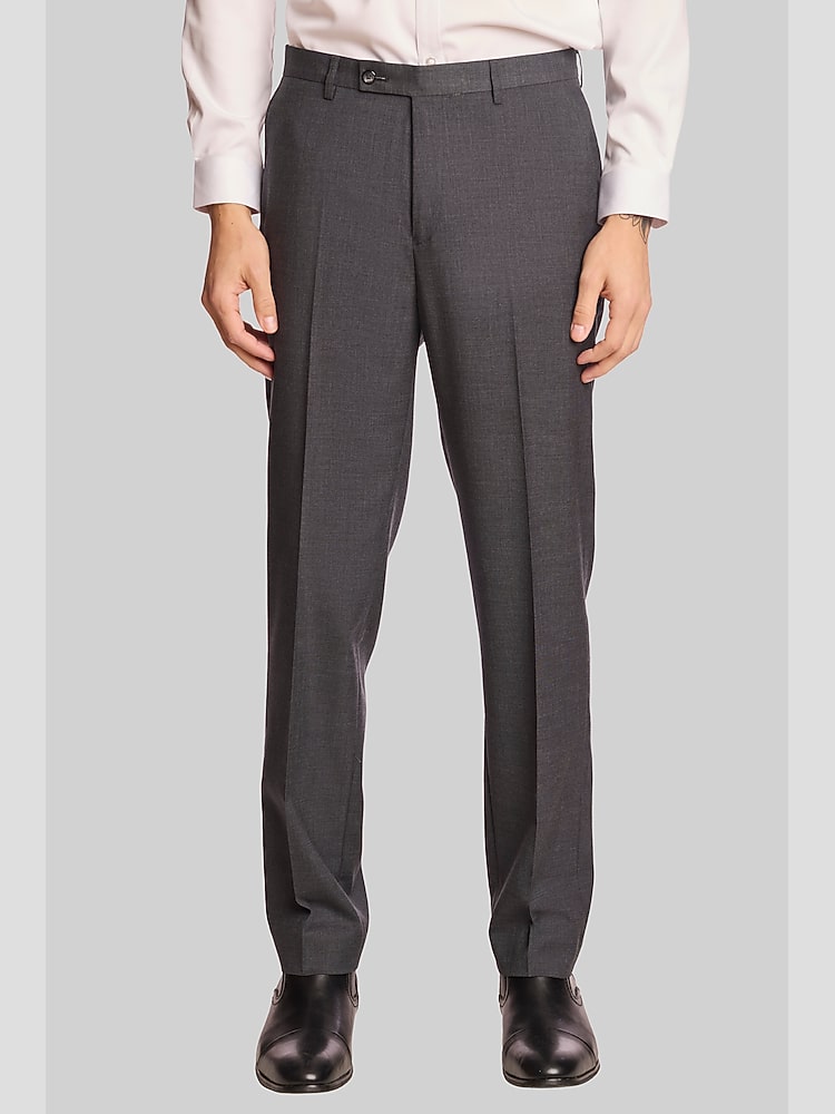 slim fit dress slacks John Varvatos Charcoal Gray 100% Wool Slim Fit Dress Pants
