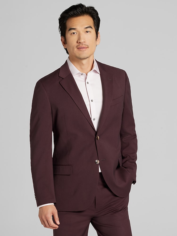 princess polly baby blue dress Mens Dlouble Breasted Burgundy Pinstripe Suit main image 1