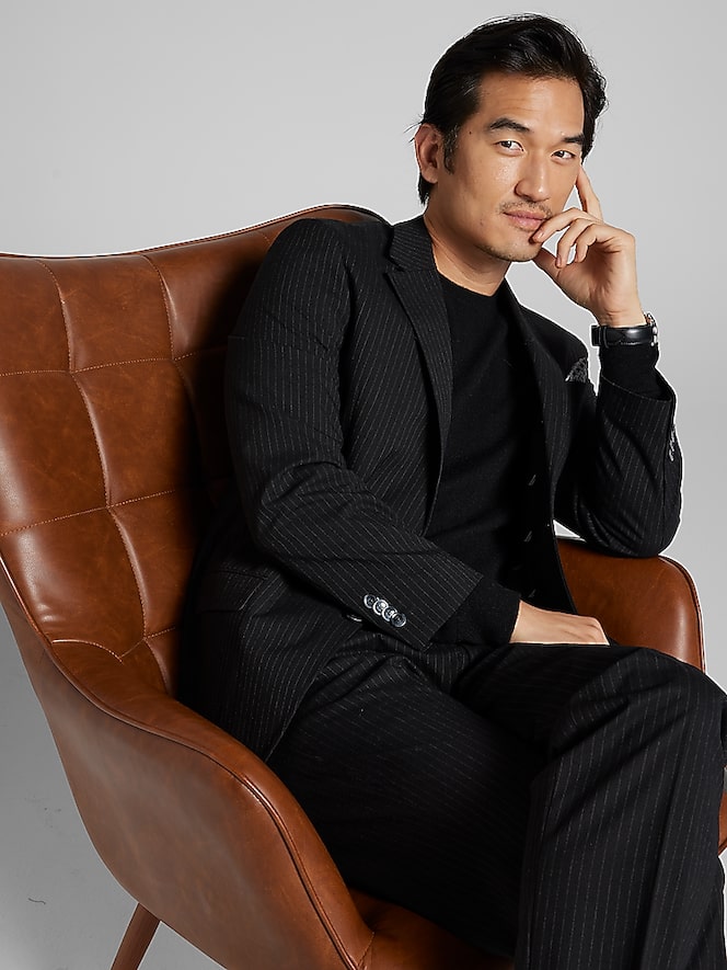 Nautica Modern Fit Pinstripe Suit
