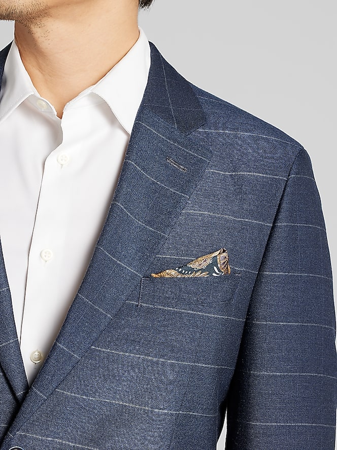 Nautica Modern Fit Windowpane Plaid Suit