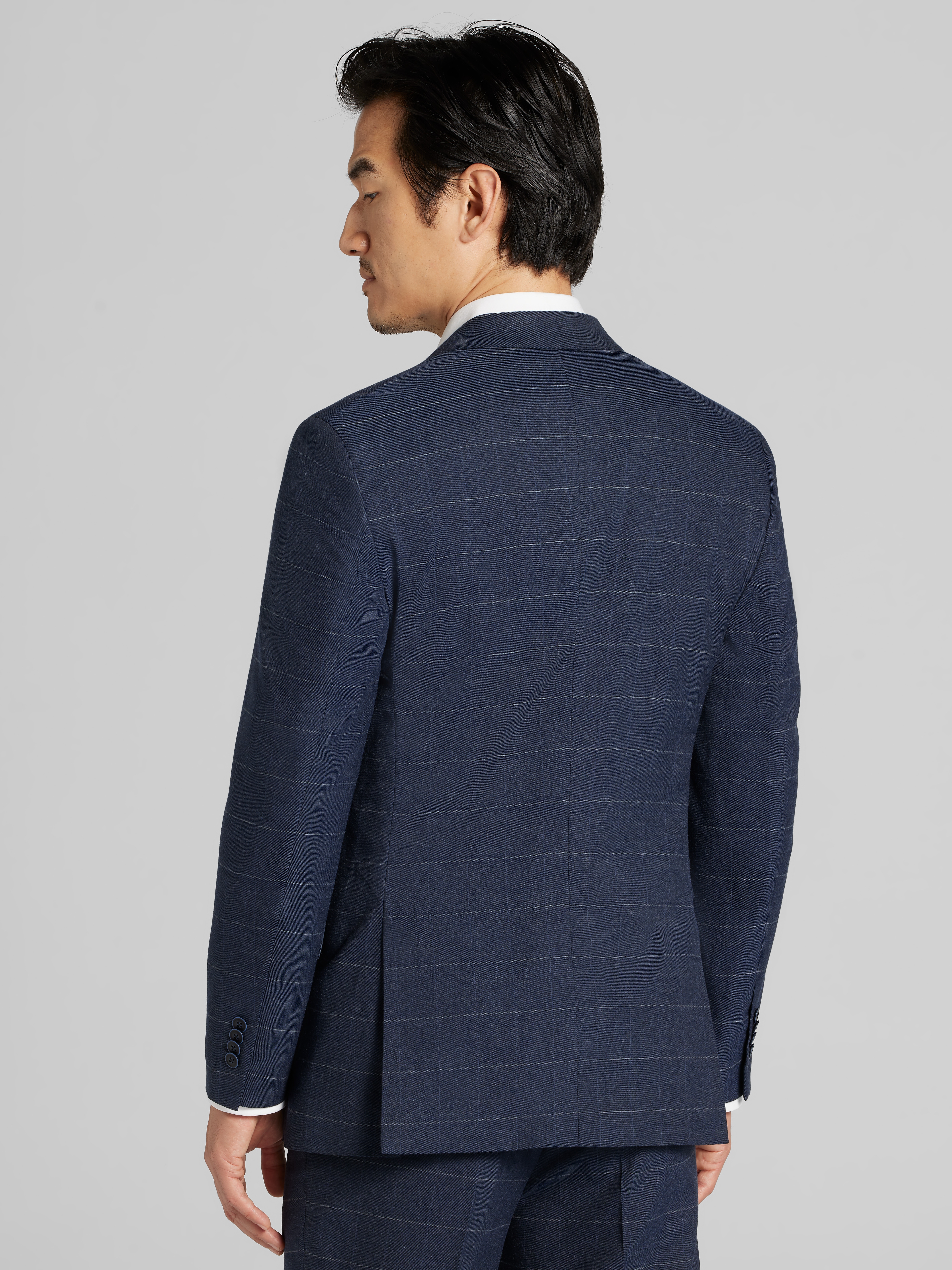 Modern Fit Windowpane Plaid Suit