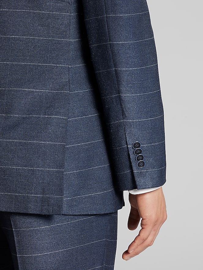 Nautica Modern Fit Windowpane Plaid Suit