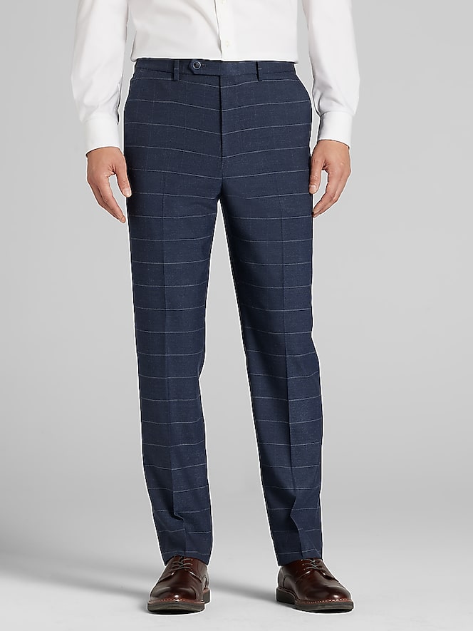 Nautica Modern Fit Windowpane Plaid Suit