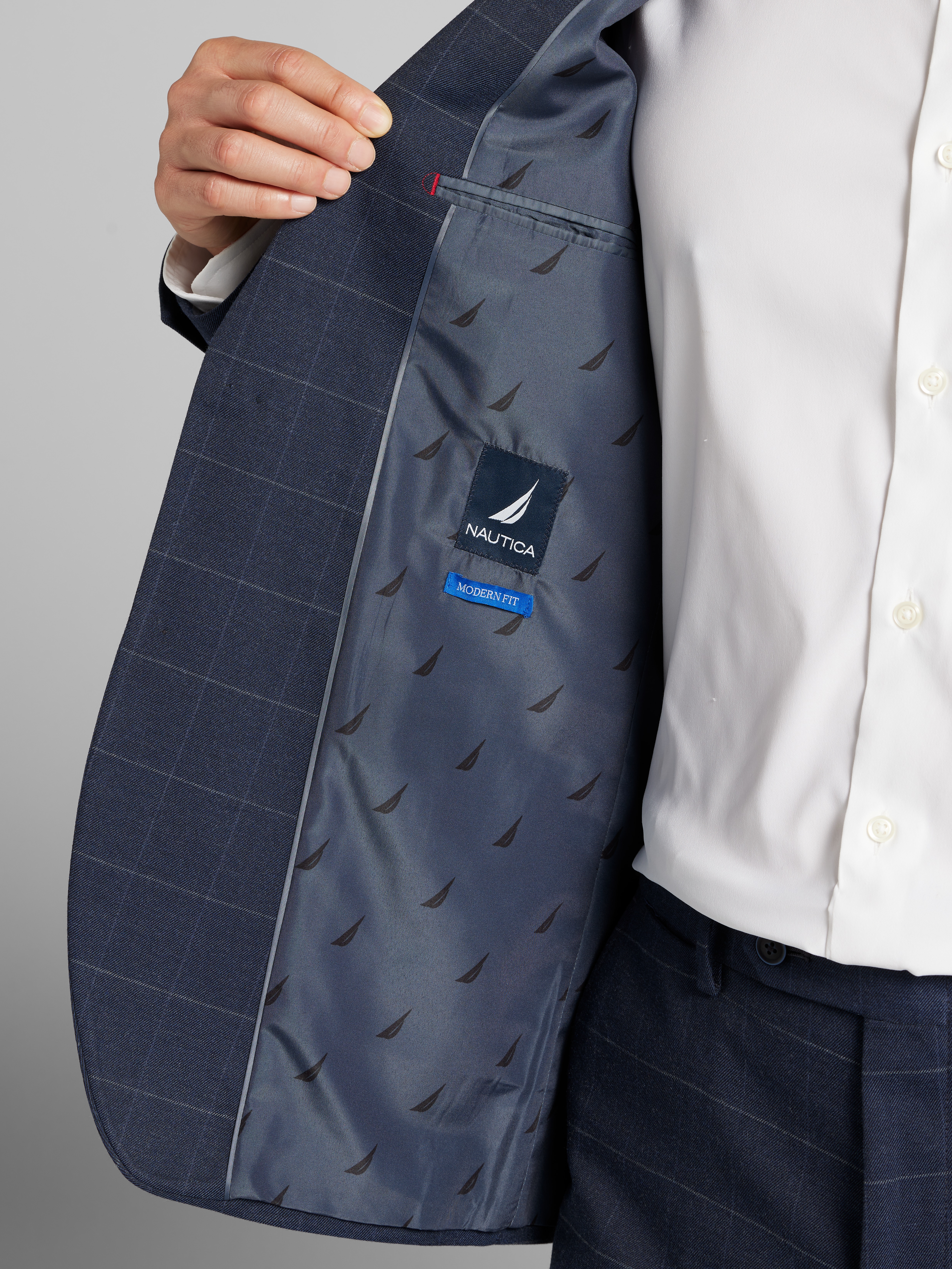 Modern Fit Windowpane Plaid Suit