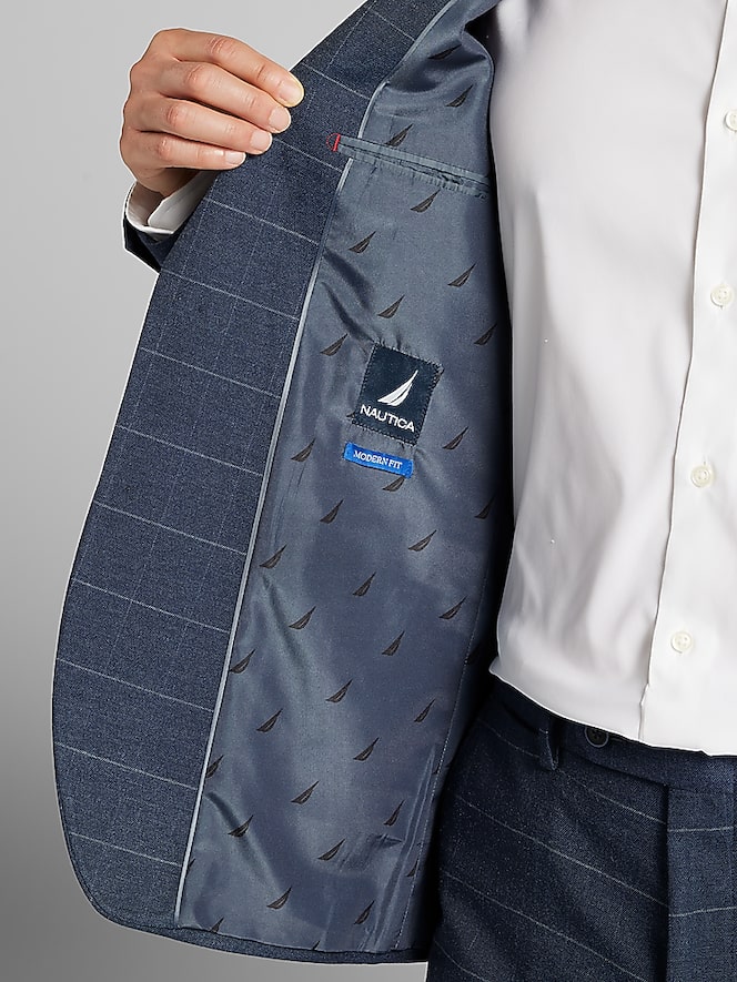 Nautica Modern Fit Windowpane Plaid Suit