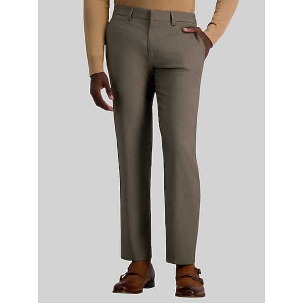 Haggar JMH Tailored Prominent Twill Mens Stretch Fabric Modern Fit Flat Front Suit Pant, 36 30, Beige