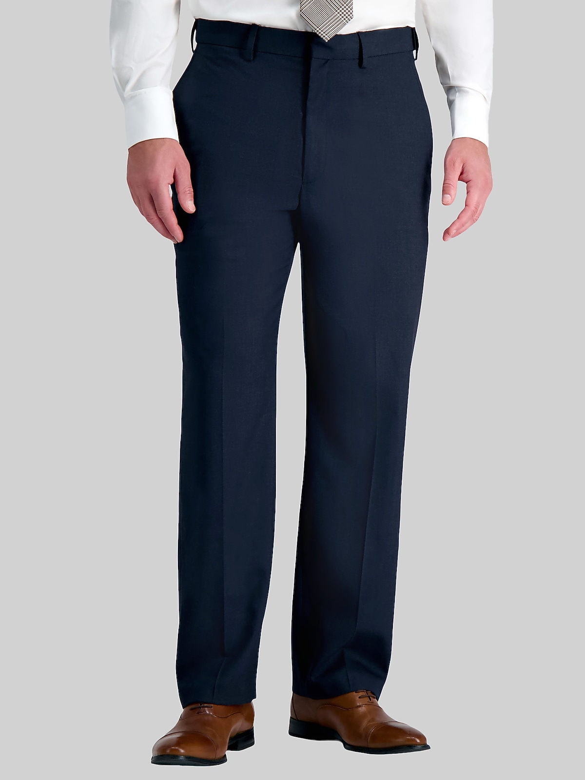 haggar blue dress pants Haggar Men's Premium Comfort Stretch Classic-Fit Solid Flat Front Dress Pants