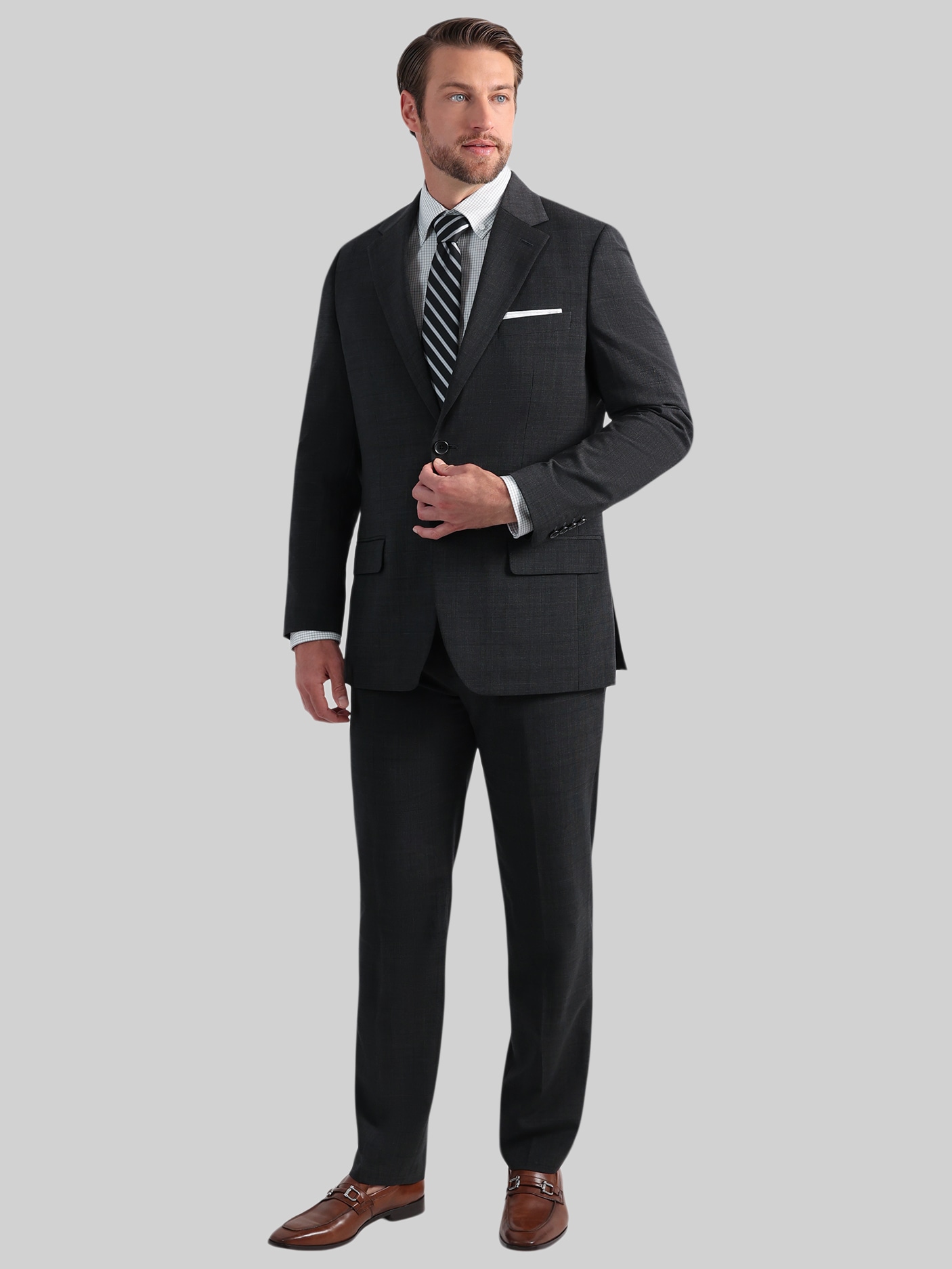Tailored Fit Windowpane Premium Stretch Suit Jacket