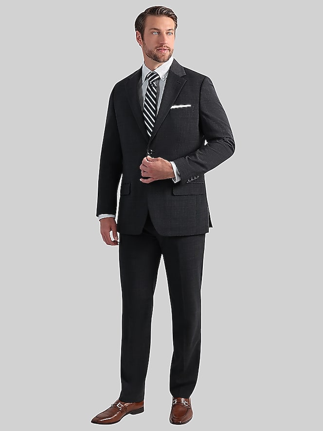 Haggar Tailored Fit Windowpane Wool Blend Premium Stretch Suit Jacket, Charcoal Windowpane - Image 3 of 3