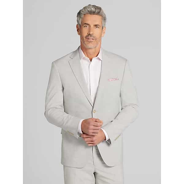Wilke-Rodriguez Big & Tall Men's Modern Fit Suit Platinum Micro Check - Size: 48 Regular