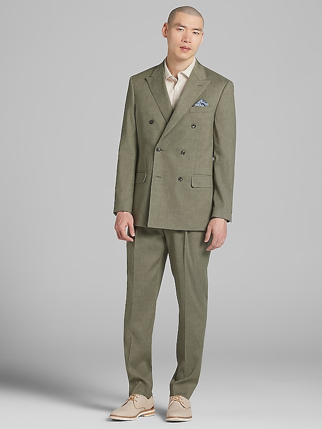 Joseph Abboud Modern Fit Double Breasted Linen Blend Suit