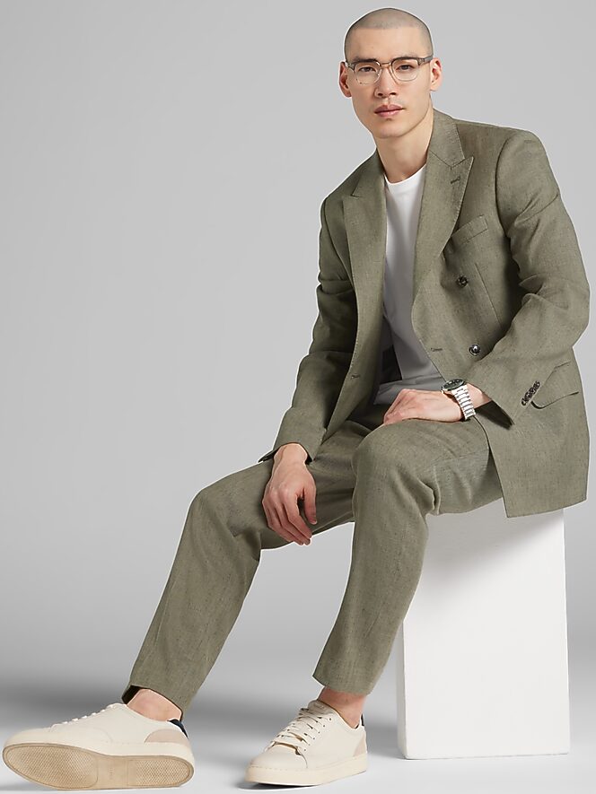 Joseph Abboud Modern Fit Double Breasted Linen Blend Suit  display picture 1