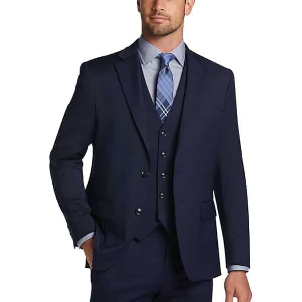 Tommy Hilfiger Modern Fit Sharkskin Premium Wool Blend Men's Suit Navy - Size: 30W x 30L,30W x 32L,32W x 30L,32W x 32L,33W x 30L,33W x 32L,34W x
