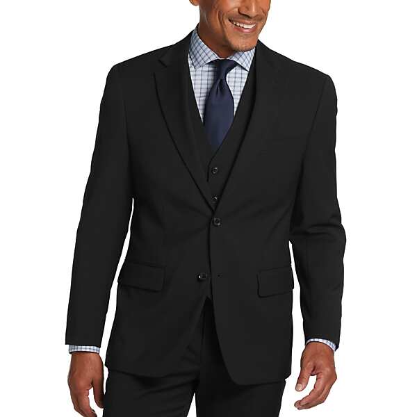 Tommy Hilfiger Big & Tall Modern Fit Sharkskin Premium Wool Blend Men's Suit Black - Size: 44W x 32L,46W x 34L,48 Long,50W x 32L,52W x 32L,54W x