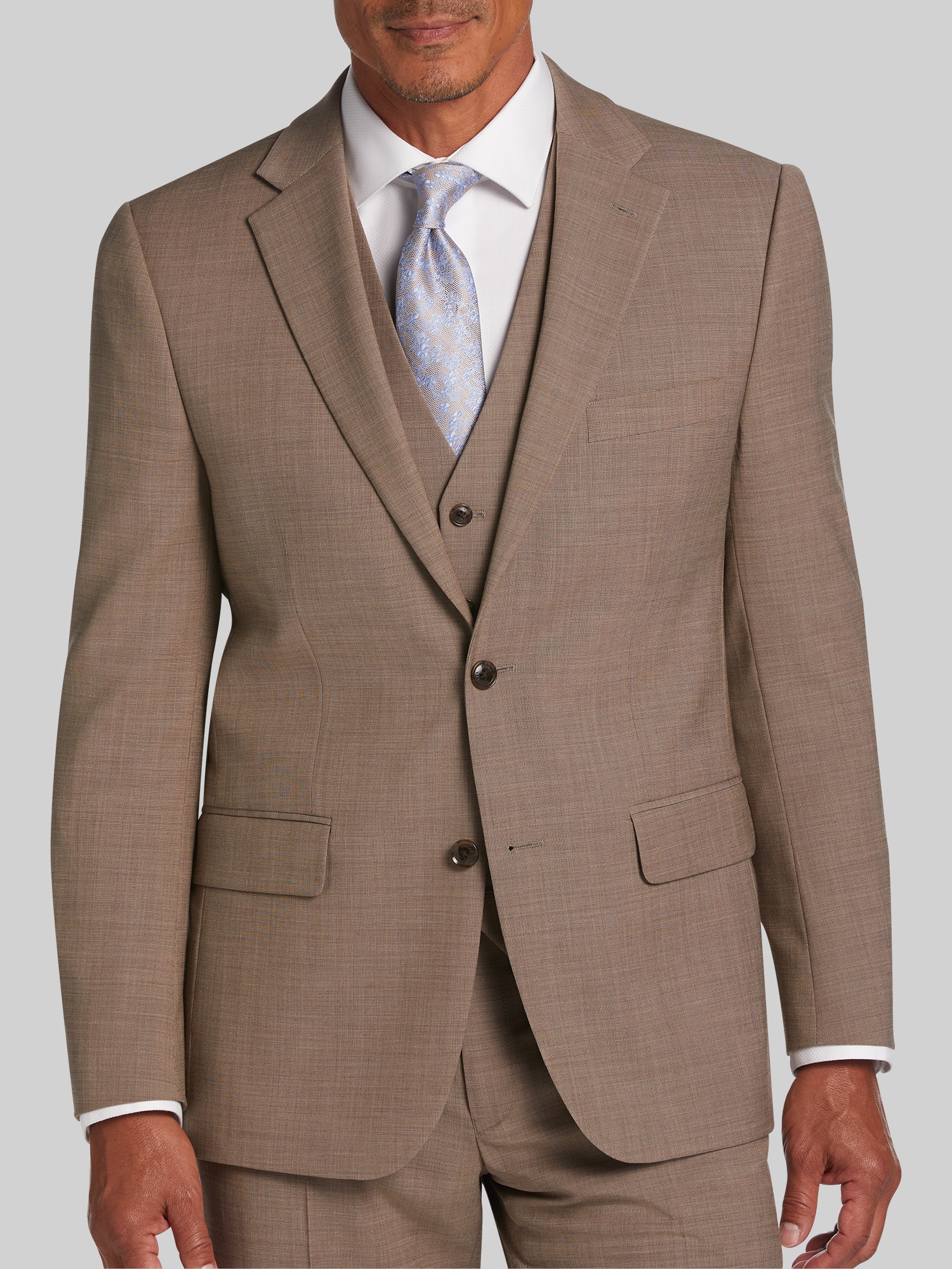 Tan Sharkskin 2 Button Suit | Suits Starting At $199