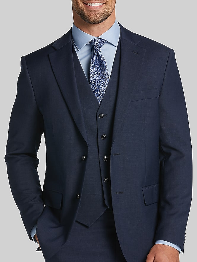 Tommy Hilfiger Modern Fit Sharkskin Premium Wool Blend Suit, Blue Sharkskin - Image 6 of 9