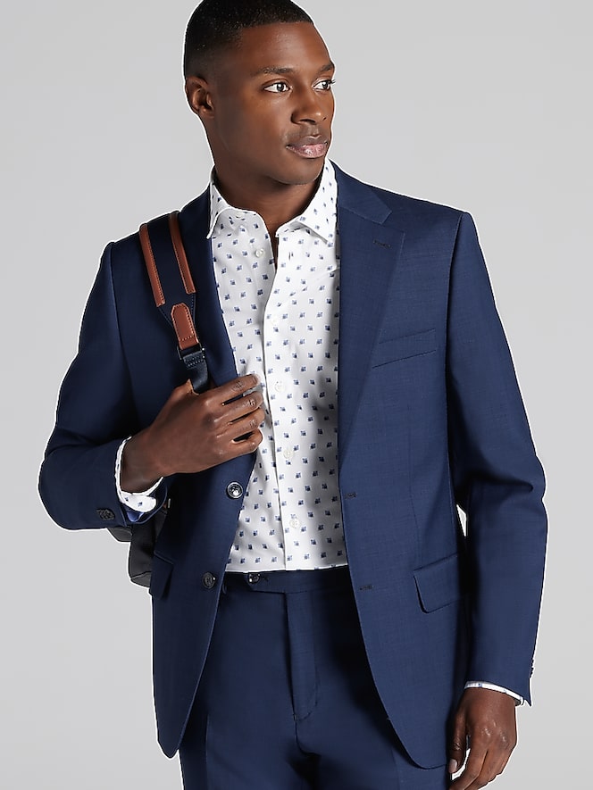 Tommy Hilfiger Modern Fit Sharkskin Premium Wool Blend Suit, Blue Sharkskin - Image 9 of 9