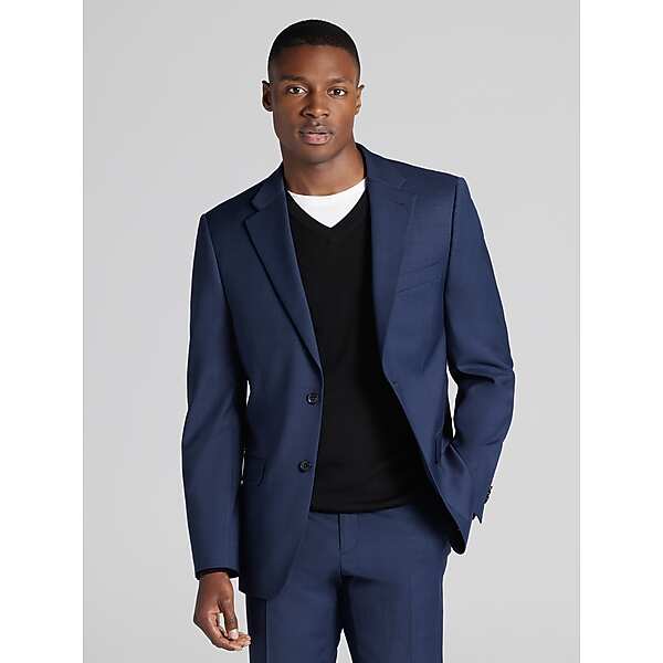 Tommy Hilfiger Modern Fit Sharkskin Premium Wool Blend Men's Suit Blue Sharkskin - Size: 30W x 30L,30W x 32L,31W x 30L,32W x 30L,32W x 32L,33W x