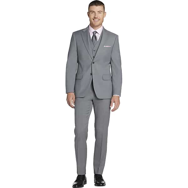 Tommy Hilfiger Big & Tall Modern Fit Premium Wool Blend Twill Men's Suit Pearl Grey Twill - Size: 44W x 30L,44W x 32L,44W x 34L,46W x 32L,46W x