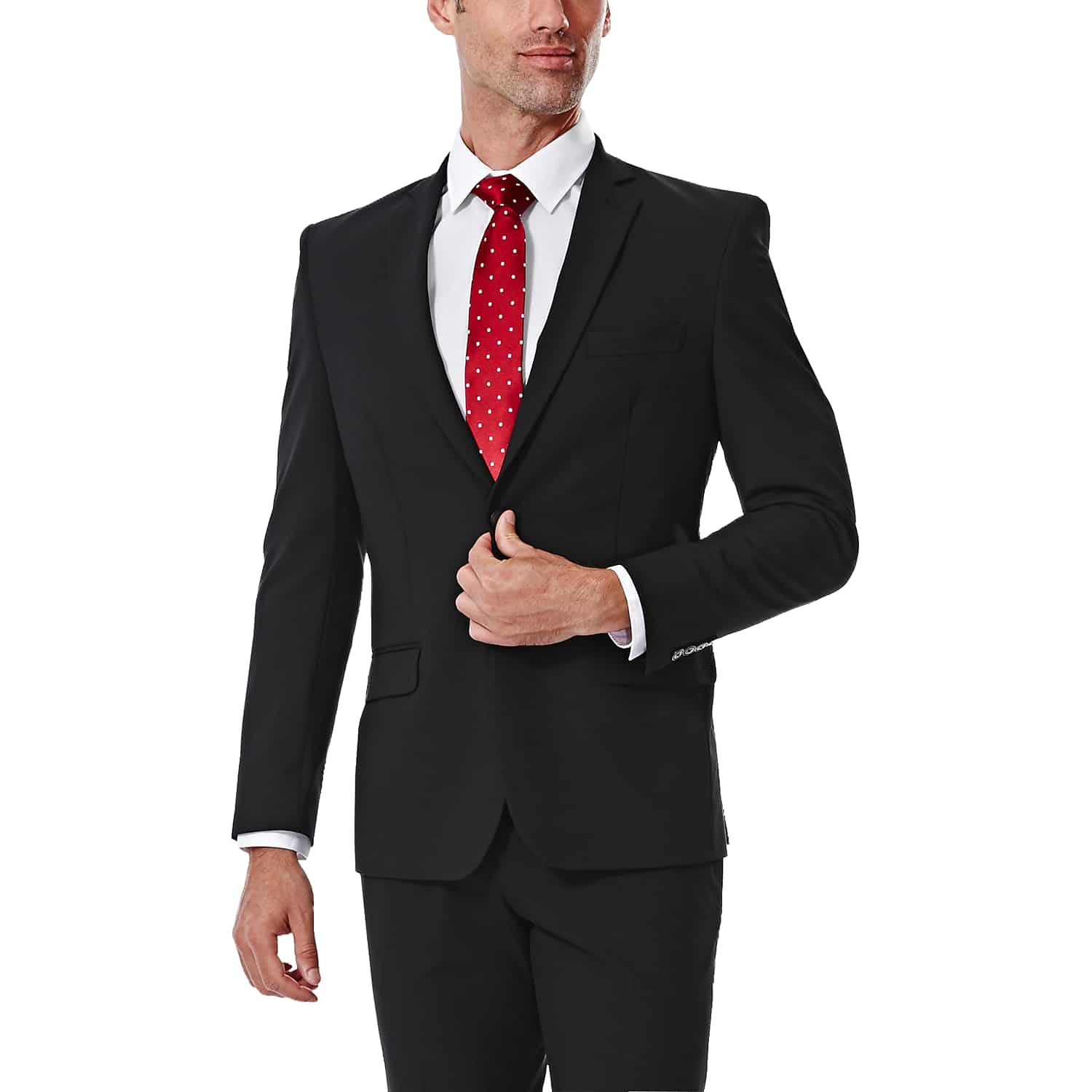 Haggar Travel Performance Slim Fit Black Suit – Men’s 2 Piece Solid Jacket and Pants, Size 29W x 30L to 34W x 32L