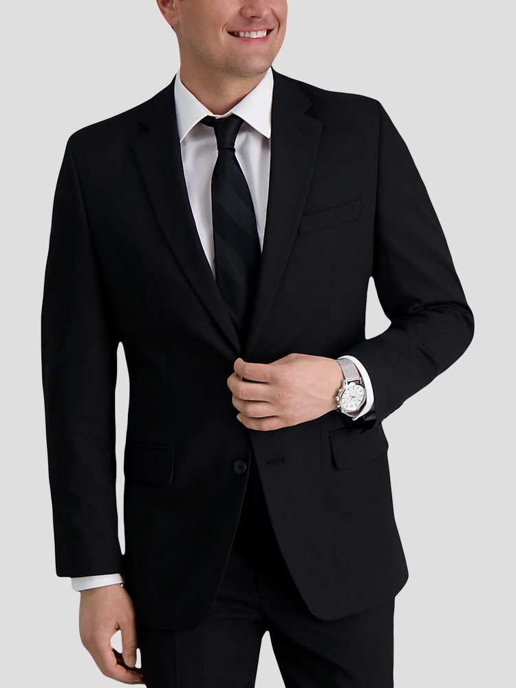Haggar Slim Fit Premium Comfort 4-Way Stretch Solid Suit, Black Solid | 2  Piece Suits | Men's Wearhouse