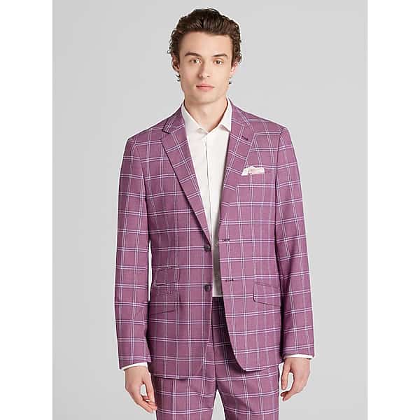 Paisley & Gray Men's Modern Fit Plaid Suit Violet Plaid - Size: 44 Long
