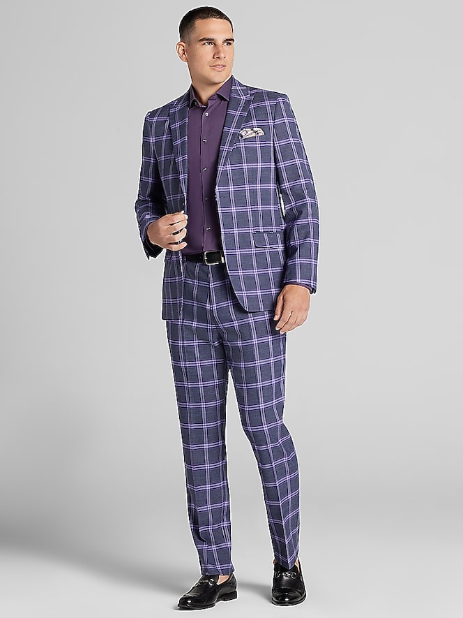 Paisley &Amp; Gray Modern Fit Plaid Suit