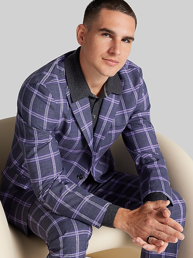 Paisley &Amp; Gray Modern Fit Plaid Suit