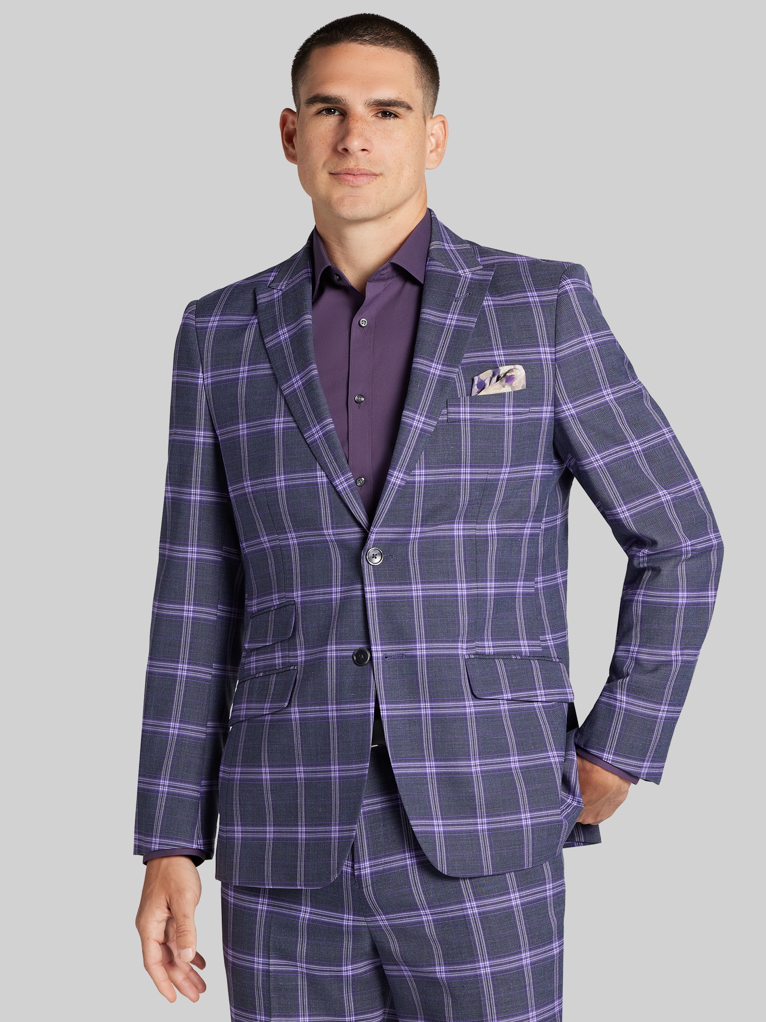 open lace back dress Men's Fashion Sequin Plaid Striped Purple Vest